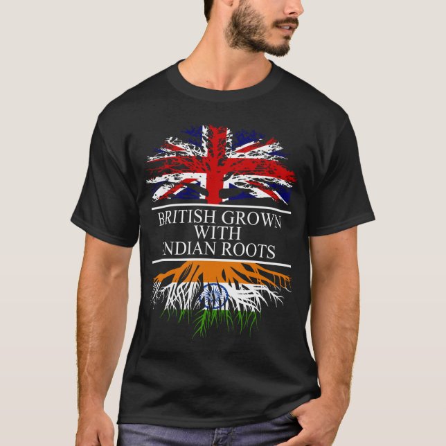 British grown with indian roots india flag T-Shirt (Front)