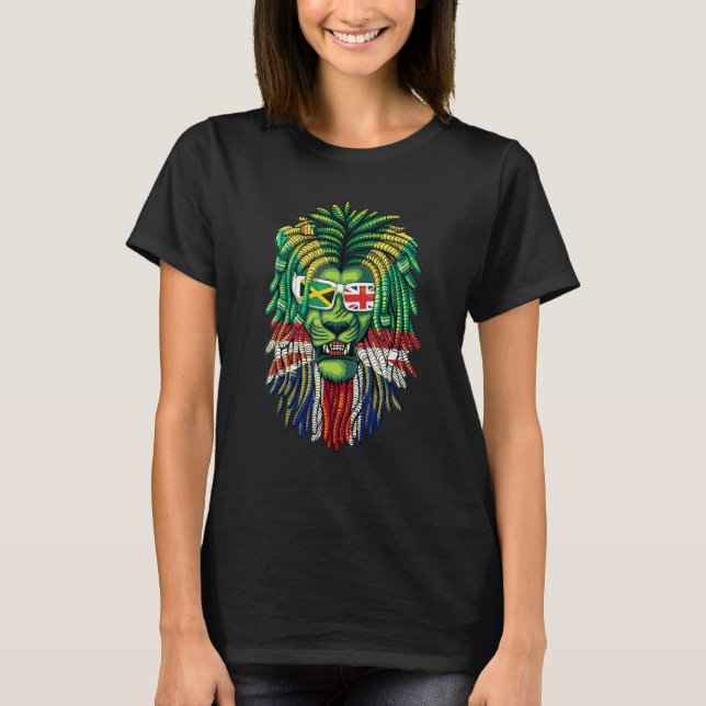 British Grown With Jamaican Roots Idea With Lion D T-Shirt (Front)