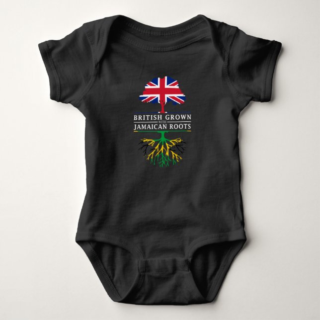 British Grown with Jamaican Roots   Jamaica Design Baby Bodysuit (Front)