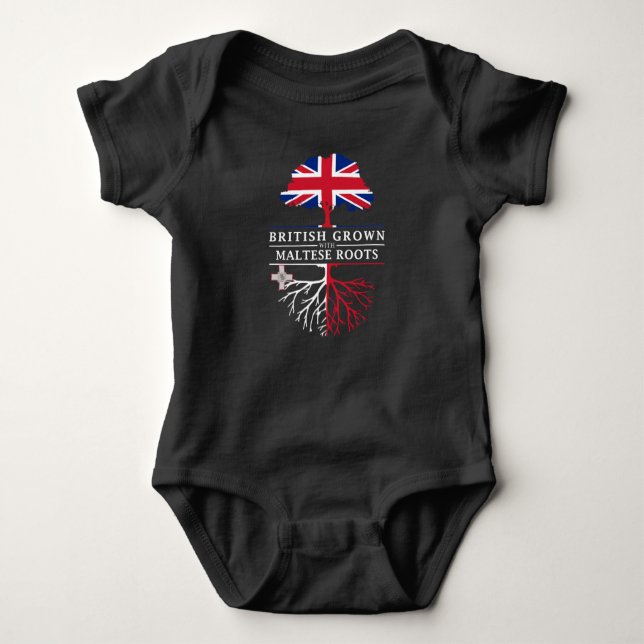 British Grown with Maltese Roots   Malta Design Baby Bodysuit (Front)