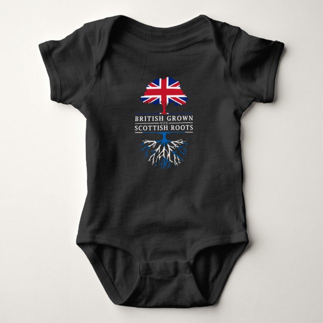 British Grown with Scottish Roots   Scotland Baby Bodysuit (Front)