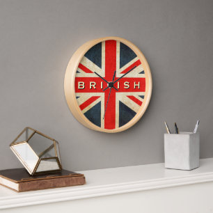 British Grunge Union Jack Round Wall Clock