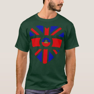 British Haitian Multinational Patriot Flag Heart T-Shirt