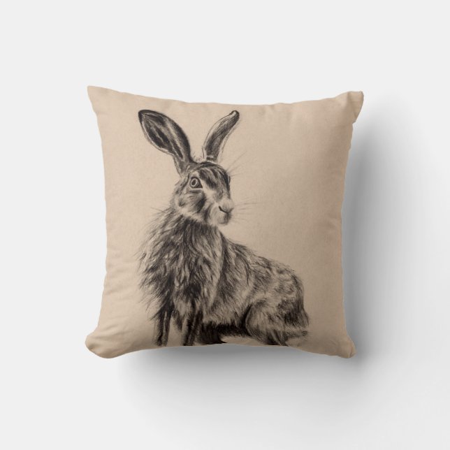 British Hare Cushion (Front)