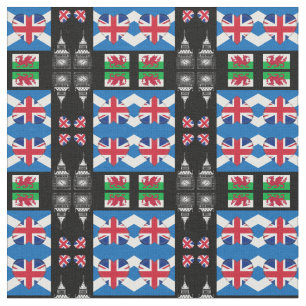 British Heart, Welsh Dragon & Scottish Flag / UK Fabric