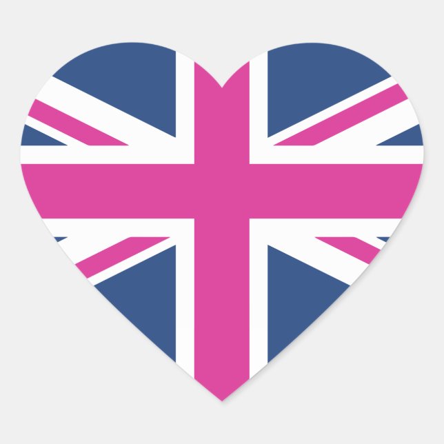 British Hearts - Blue & Pink Union Jack Heart Sticker (Front)
