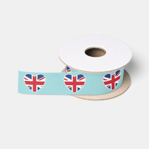 British Hearts - Light Blue Ribbon Satin Ribbon