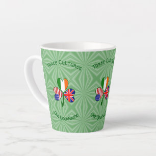 British Irish American Shamrock Flag Personalised Latte Mug