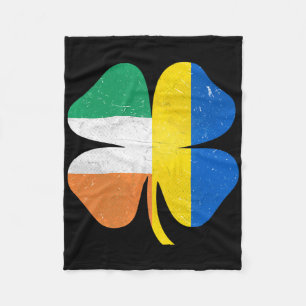 British Irish Shamrock Ukraine Ireland St. Patrick Fleece Blanket