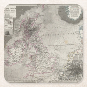 British Isles and surrounding sea Square Paper Coaster