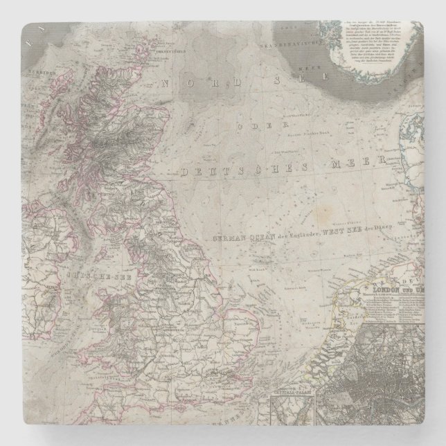 British Isles and surrounding sea Stone Coaster (Front)