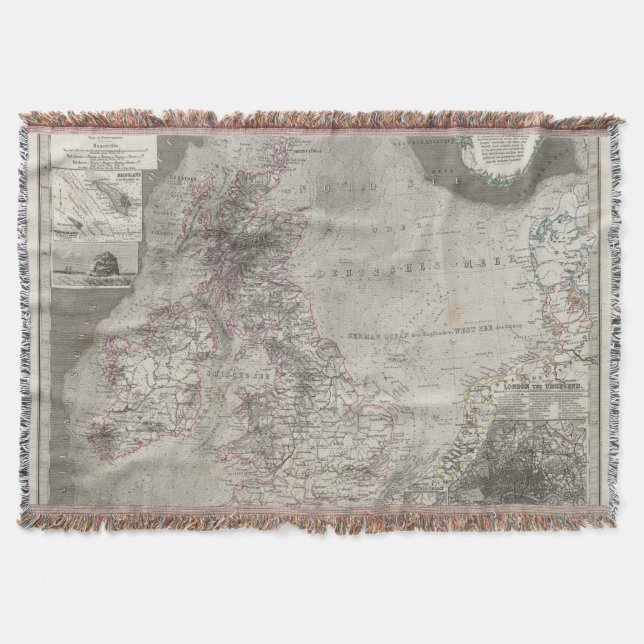 British Isles and surrounding sea Throw Blanket (Front)