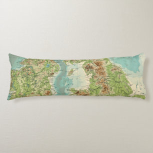 British Isles bathyorographical map Body Cushion