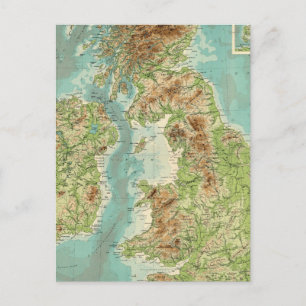 British Isles bathyorographical map Postcard