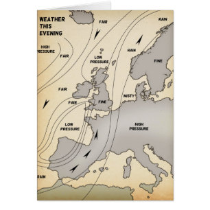 British Isles & Europe vintage weather map.