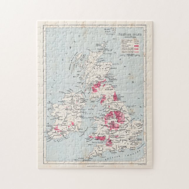 British Isles Industries Antique Map Jigsaw Puzzle (Vertical)