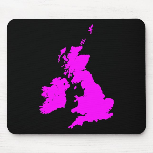 British Isles - Magenta on Black Mouse Pad (Front)