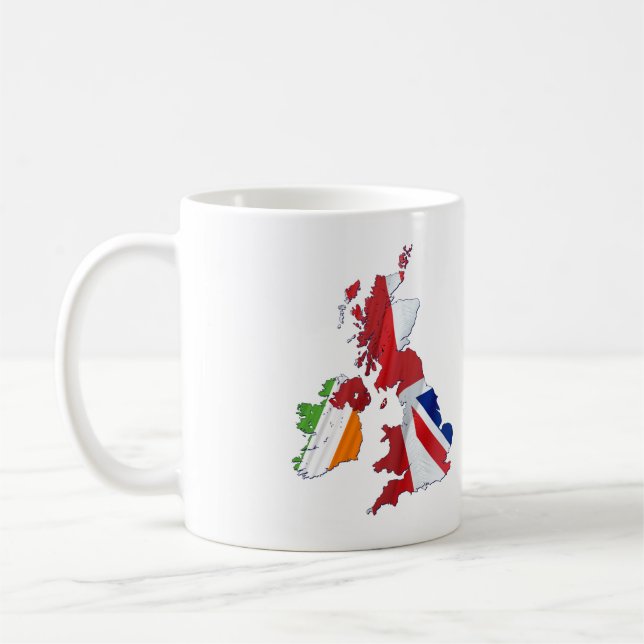 BRITISH ISLES MAP AND FLAGS COFFEE MUG (Left)