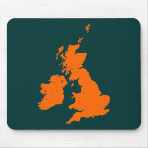 British Isles - Orange on Dark Green Mouse Pad