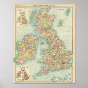 British Isles political map Poster