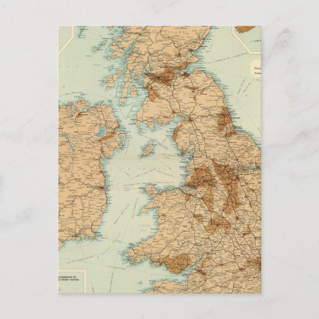 British Isles railways & industrial map Postcard (Front)