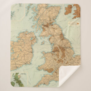 British Isles railways & industrial map Sherpa Blanket