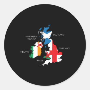 British Isles Sea Ireland Scotland Wales England M Classic Round Sticker