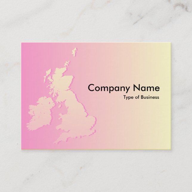 British Isles Shaded Pink and Pale Yellow Business Card (Front)