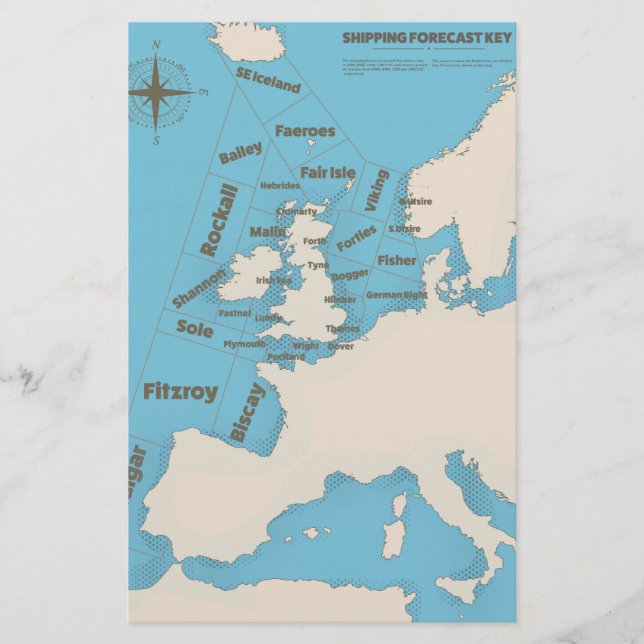 British Isles Shipping Forecast in colour Stationery (Front)