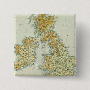British Isles vegetation & climate map 15 Cm Square Badge