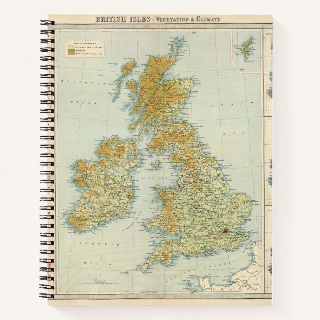 British Isles vegetation & climate map Notebook (Front)
