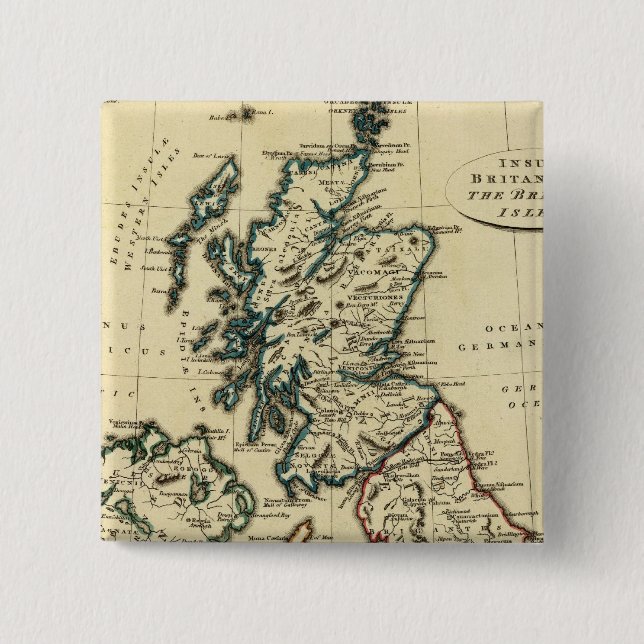 British Isles with boundaries outlined 15 Cm Square Badge (Front)