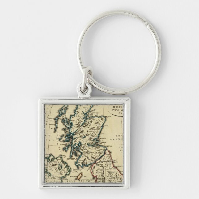 British Isles with boundaries outlined Key Ring (Front)