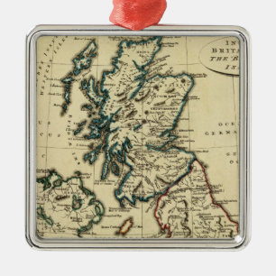 British Isles with boundaries outlined Metal Tree Decoration