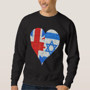 British Isreali Flag Heart Sweatshirt