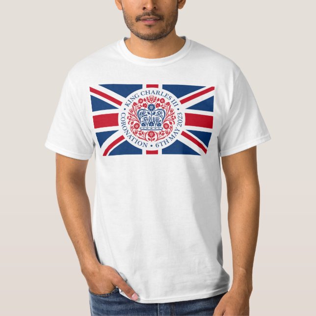 British King III Charles Memorabilia Emblem Mens T-Shirt (Front)