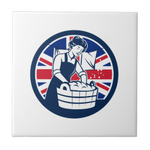 British Laundry Union Jack Flag Icon Ceramic Tile