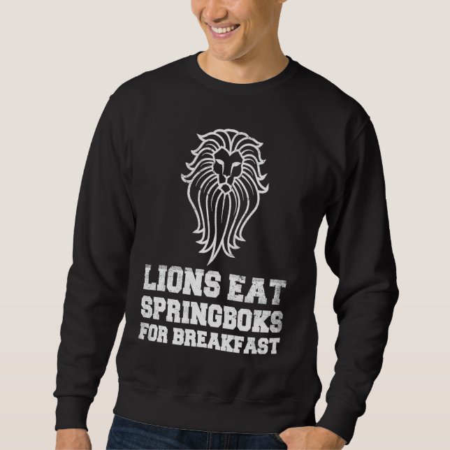 British Lions Rugby Fan Lions Eat Springboks For B Sweatshirt (Front)