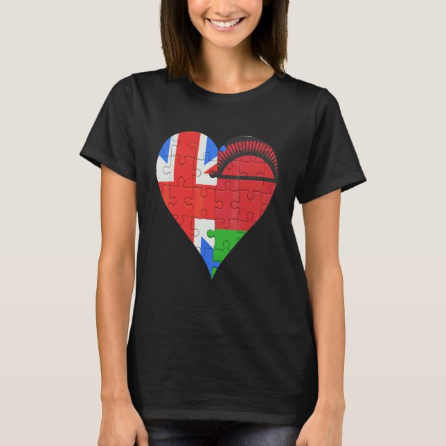 British Malawian Flag Heart T-Shirt (Front)