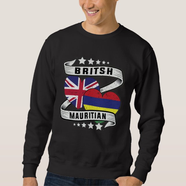 British Mauritian Flag  British Mauritius and Uk f Sweatshirt (Front)