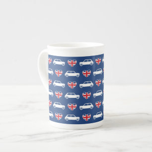 British Mini Cooper Hearts - Blue  Bone China Mug