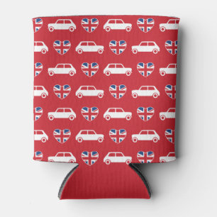 British Mini Cooper Hearts - Red Can Cooler