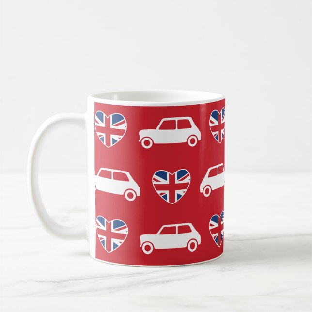 British Mini Cooper Hearts - Red Coffee Mug (Left)