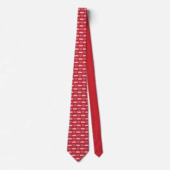 British Mini Cooper Hearts - Red Neck Tie (Front)