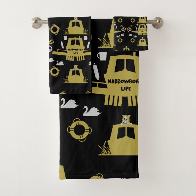 British Narrowboat Gifts Bath Towel Set (Insitu)