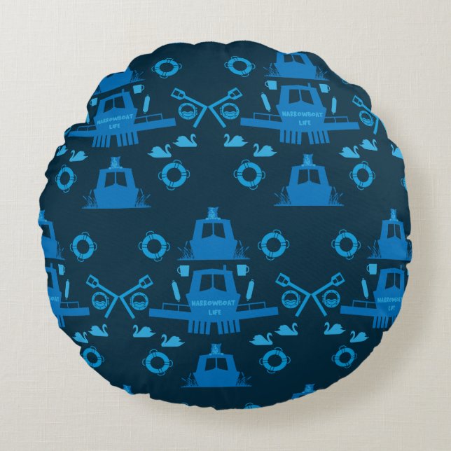 British Narrowboat Gifts Round Cushion (Front)
