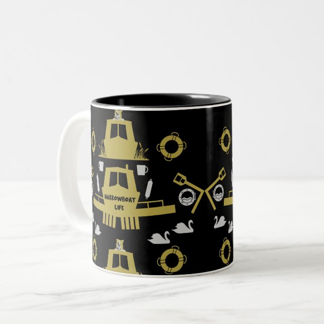 British Narrowboat Gifts Two-Tone Coffee Mug (Front Left)