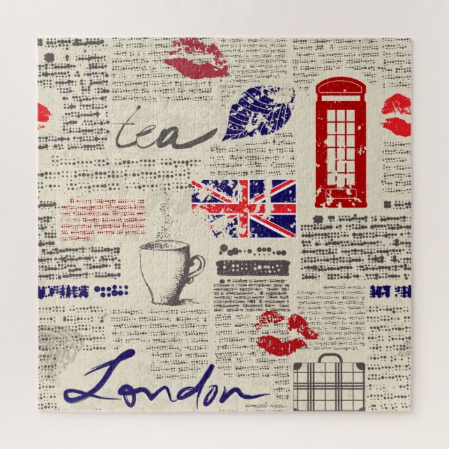 British newspaper pattern jigsaw puzzle (Vertical)
