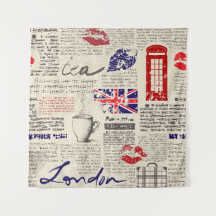 British newspaper pattern tapestry