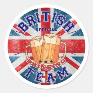 British Official Drinking Team. Funny beer Classic Round Sticker